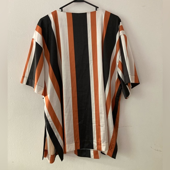 Eloquii Orange Black and White Striped Blouse, Size 24 - Picture 2 of 8
